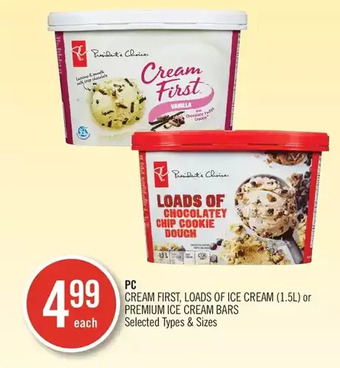 Shoppers Drug Mart Pc cream first, loads of ice cream or premium ice cream bars offer