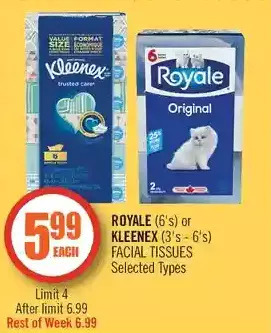 Shoppers Drug Mart Royale or kleenex facial tissues offer