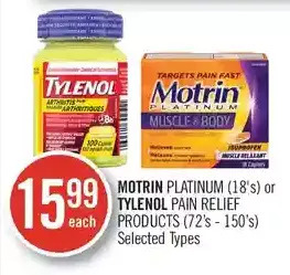 Shoppers Drug Mart Motrin platinum or tylenol pain relief products offer