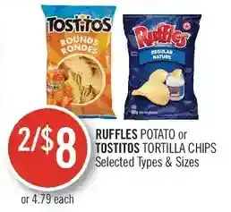 Shoppers Drug Mart Ruffles potato or tostitos tortilla chips offer