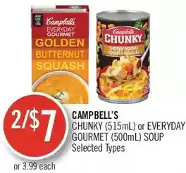 Shoppers Drug Mart Campbell's chunky or everyday gourmet soup offer