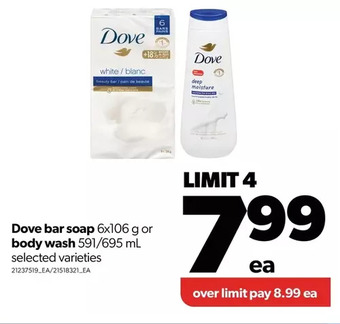 Real Canadian Superstore Dove bar soap or body wash offer