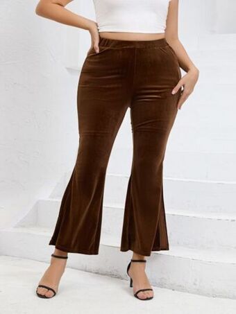SheIn Plus high waist split hem flare leg pants offer
