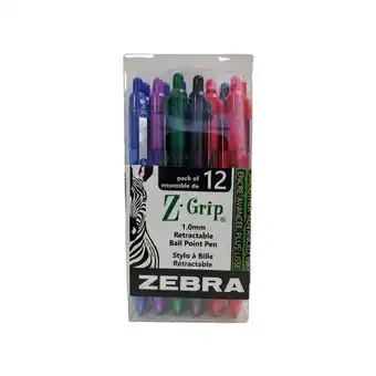Staples Zebra z-grip ballpoint pens, retractable, 1.0mm tip, assorted, 12 pack offer