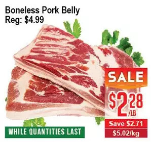 Skyland Foodmart Boneless pork belly offer