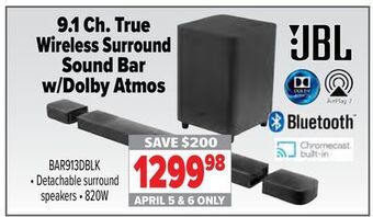 2001 Audio Video Jbl 9.1 ch. true wireless surround sound bar w/dolby atmos offer