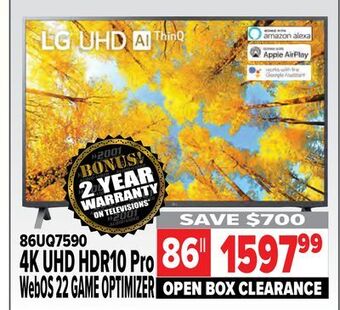 2001 Audio Video Lg 4k uhd hdr10 pro webos 22 game optimizer offer