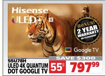 2001 Audio Video Hisense 55 uled 4k quantum dot google tv offer