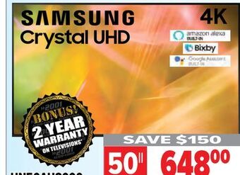 2001 Audio Video Samsung uhd 50 4k smart crystal display offer