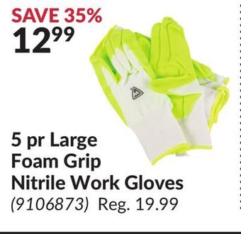 Princess Auto 5 pr large foam grip nitrile work gloves offer