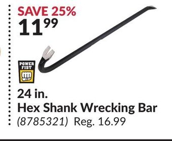 Princess Auto 24 in. hex shank wrecking bar offer