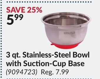 Princess Auto 3 qt. stainless-steel bowl with suction-cup base offer
