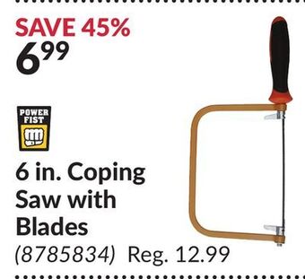 Princess Auto 6 in. coping saw with blades offer