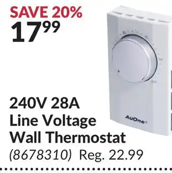 Princess Auto 240v 28a line voltage wall thermostat offer