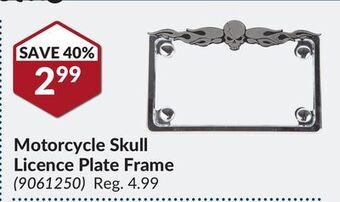 Princess Auto Motorcycle skull licence plate frame offer