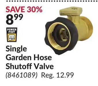 Princess Auto Single garden hose shutoff valve offer