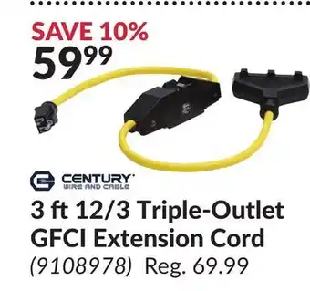 Princess Auto 3 ft 12/3 triple-outlet gfci extension cord offer