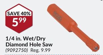 Princess Auto 1/4 in. wet/dry diamond hole saw offer