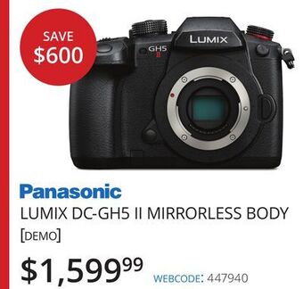 Vistek Panasonic lumix dc-gh5 ii mirrorless body offer
