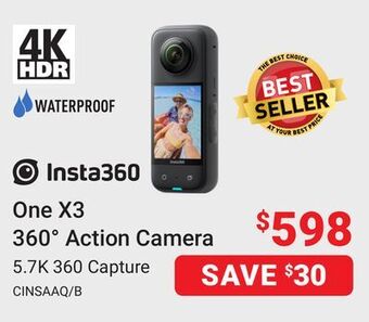 Visions Electronics Insta360 one x3 360° action camera offer