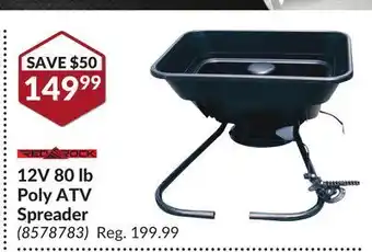 Princess Auto 12v 80 lb poly atv spreader offer