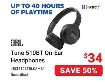 Visions Electronics Jbl tune 510bt on-ear headphones offer