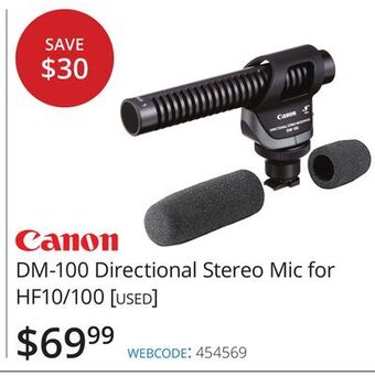 Vistek Canon dm-100 directional stereo mic for hf10/100 offer