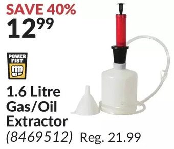 Princess Auto 1.6 litre gas/oil extractor offer