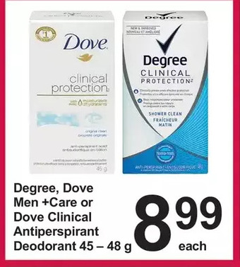 Pharmasave Degree, dove men +care or dove clinical antiperspirant deodorant offer