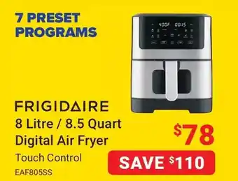 Visions Electronics Frigidaire 8 litre / 8.5 quart digital air fryer touch control offer
