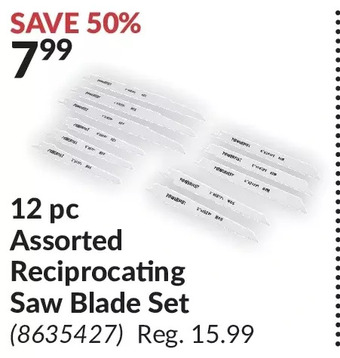 Princess Auto 12 pc reciprocating saw blade set offer