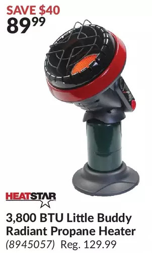 Princess Auto Heatstar 3,800 btu little buddy radiant propane heater offer