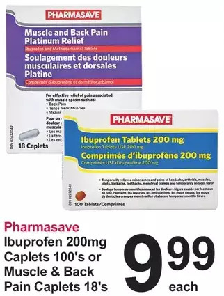 Pharmasave Pharmasave ibuprofen caplets or muscle & back pain caplets offer