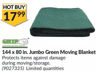 Princess Auto Grip 144 x 80 in. jumbo green moving blanket offer