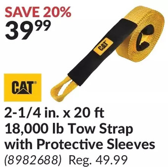 Princess Auto Cat 2-1/4 in. x 20 ft 18,000 lb tow strap with protective sleeves offer