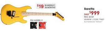 Long & McQuade Kramer baretta electric guitar - bumblebee yellow offer