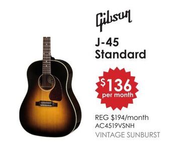 Long & McQuade Gibson j-45 standard vintage sunburst offer