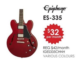 Long & McQuade Epiphone inspired by gibson es-335 - cherry offer