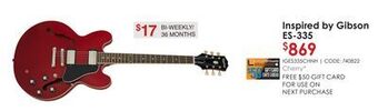Long & McQuade Epiphone inspired by gibson es-335 - cherry offer