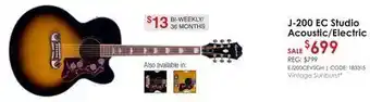Long & McQuade Epiphone j-200 ec studio acoustic/electric - vintage sunburst offer