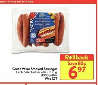 Walmart Great Value Smoked Sausages offer