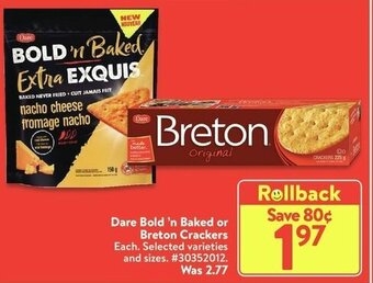 Walmart Dare Bold 'n Baked or Breton Crackers offer