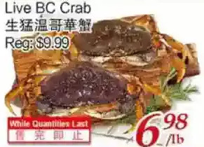 Tone Tai Supermarket Live bc crab offer