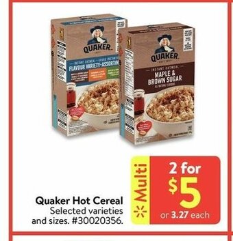 Walmart Quaker Hot Cereal offer