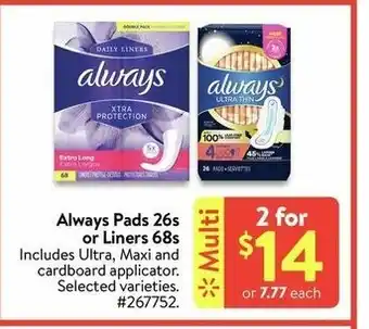 Walmart Always Pads 26s offer