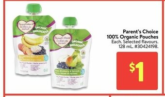 Walmart Parent's Choice 100% Organic Pouches offer