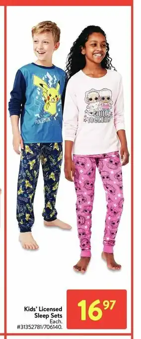 Walmart Kids' Licensed Sleep Sets offer