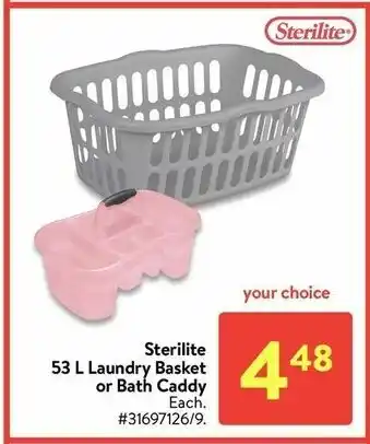 Walmart Sterilite 53 L Laundry Basket or Bath Caddy offer