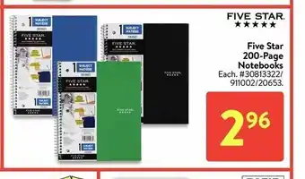 Walmart Five Star 200-Page Note Books offer