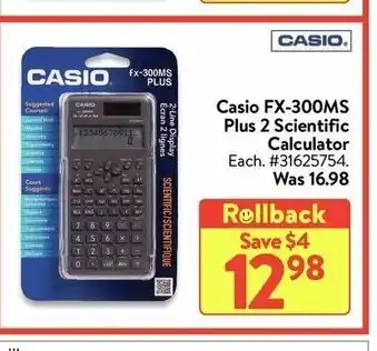 Walmart Casio FX-300 Ms Plus 2 Scientific Calculator offer